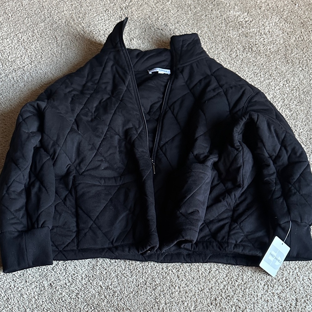 Black Quilted Pea Coat jacket black